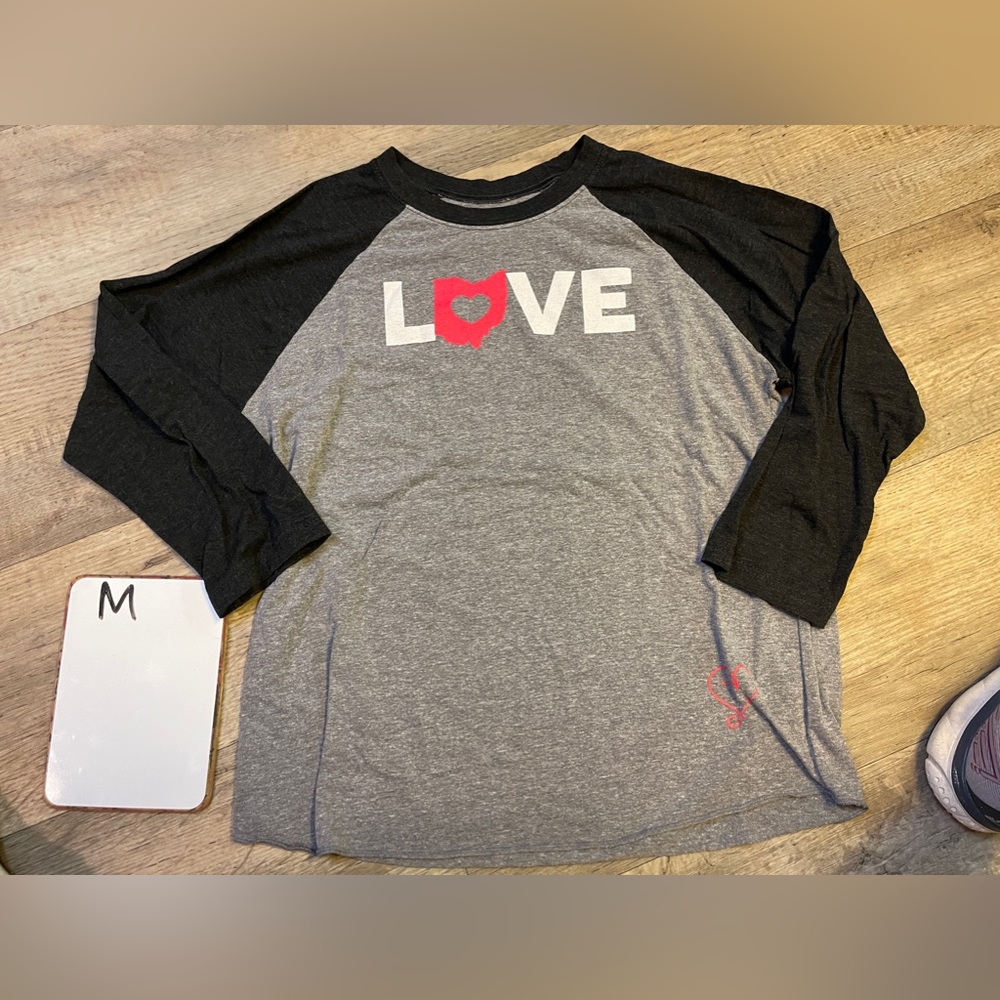Bend Medium Ohio State Buckeye Love Ohio  3/4 Sleeve Tee Grey/Black